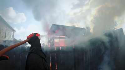 It's burning his gazebo,
catching his fence, - Neighborhood Wars