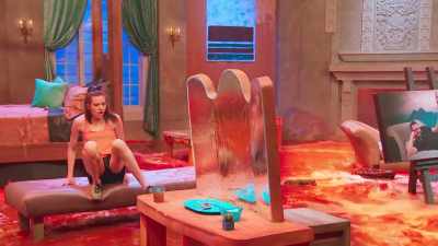 It's four feet
from the ottoman to the vanity. - Floor Is Lava