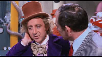 Violet what are you doingYou're blowing up I feel funnyI'm not surprised What's happeningYou're like a balloon Like a blueberryCall a doctor Stick her with a pinShe'll pop It happens every timeThey all become blueberries You've done it this timeI'll break - Willy Wonka &amp; the Chocolate Factory