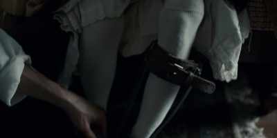 It's lighter with leather at the knee. - Chapelwaite