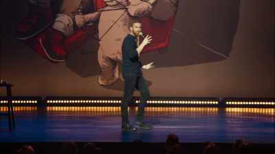 It's like, "I heard he was
with her, but then she was"-- - Andrew Santino: Home Field Advantage