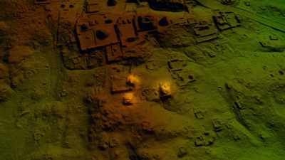 It's not alone either,
another two structures nearby - Lost Treasures of the Maya