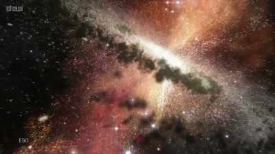 It's now thought that there may be
a supermassive black hole - Secrets of Size: Atoms to Supergalaxies