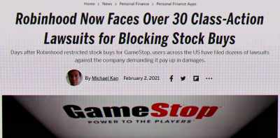 - It's Robinhood's customers
alleging that - Gaming Wall St
