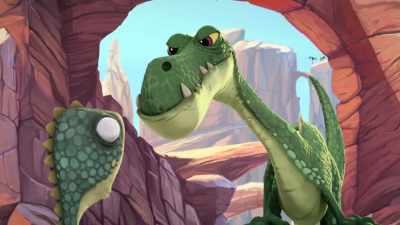 It's sap to help us up
the slippery ramp, - Gigantosaurus
