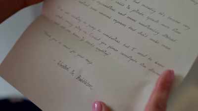 It's signed
"Worried in Babbleton." - Nelly Knows Mysteries: A Fatal Engagement