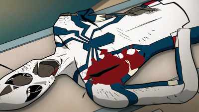 - It's... totaled.
- [♪ somber music playing] - Your Friendly Neighborhood Spider-Man