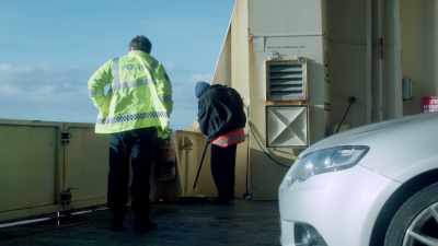 It's, uh, a bit late to be
cleaning the ferry, isn't it? - The Kettering Incident