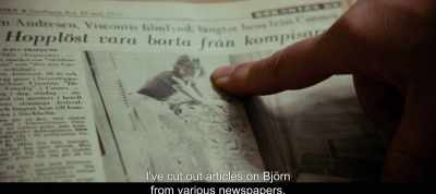 I've cut out articles on Björn
from various newspapers. - The Most Beautiful Boy in the World