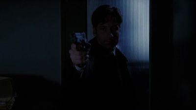 I've got a gun pointed at your head.
Turn around very slowly. - The X-Files