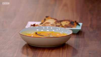 I've made a butternut squash soup
with flatbreads - Britain's Best Home Cook