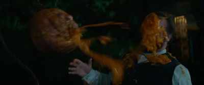 -[jack-o-lantern squeals]
-[Jonathan grunts, gasps] - The House with a Clock in Its Walls