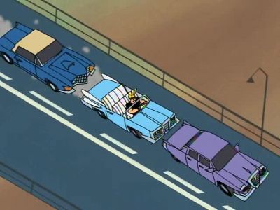 [james bond music playing] - Johnny Bravo