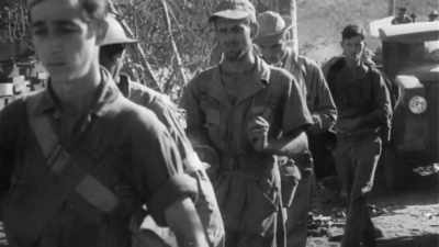 Japanese film
shows them overrunning - The Pacific War in Color
