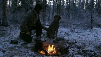Java, your paws are cold, huh?
She keeps lifting her paws up. - Life Below Zero: Next Generation