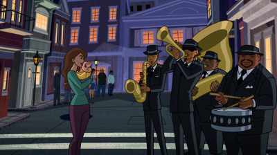 - (JAZZ MUSIC PLAYING)
- (PEOPLE SCREAMING) - Justice League Action