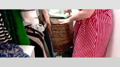 [Jessica] I have a hamper here,
but things never quite go in. - Get Organized with The Home Edit