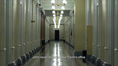 John races down to Mike Flynn's office. - The Plot Against the President