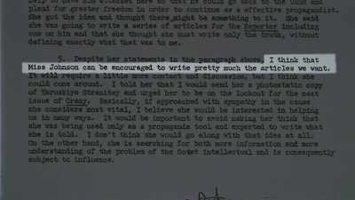 Johnson can be encouraged to write
pretty much the articles we want. - The Assassination & Mrs. Paine