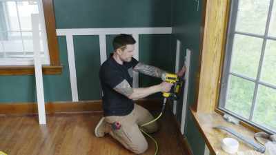Joining up wainscoting
is really not a difficult
project. - Down Home Fab