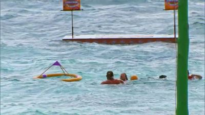 Jonathan has popped the buoy for Taku. - Survivor