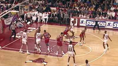 ...Jordan posted up
against Smith. - The Last Dance