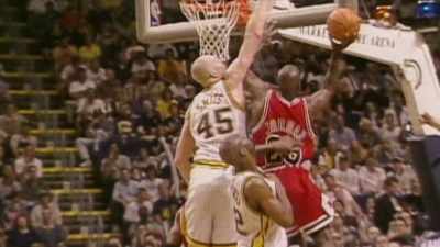 Jordan's shot is shoved back in his face, - The Last Dance