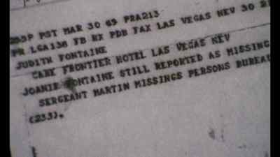 Judith's voice:
"Joanie Fontaine still
reported as missing. - Dracula vs. Frankenstein