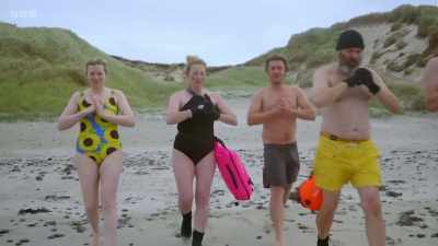 Jules, this is going to be more
of a body surf - Jules and Greg's Wild Swim