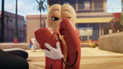 Just a gentle, gentle peck.
Keep going. Kiss each other again. - Sausage Party: Foodtopia
