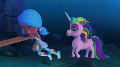 Just have to wedge the board
in place under the boulder! - Rainbow Rangers