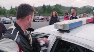 Just as JF goes to the podium,
Connor spots something inside his car. - Rust Valley Restorers
