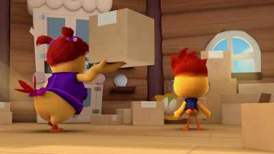 Just these last boxes and Riley
will officially be moved in! - The Chicken Squad
