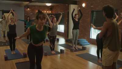 Keep your knees bent, ease
your body into that stretch. - Psycho Yoga Instructor