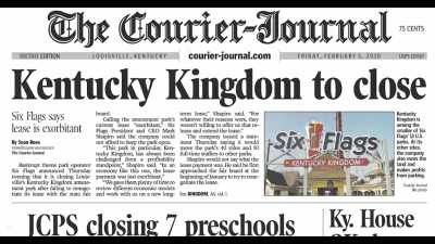 Kentucky Kingdom
was likewise never reopened. - Closed for Storm