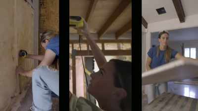 [Kim] Inside the main house,
the framing's up, - Why the Heck Did I Buy This House?