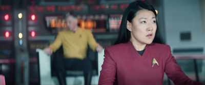 Kirk, get back here.
We're about to warp out. - Star Trek: Strange New Worlds