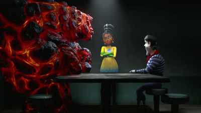 Lady Doppler, evil witch
of weather, present. - Megamind vs. the Doom Syndicate