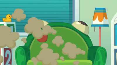 (Landing thud,
hand squeaks on glass) - Total DramaRama