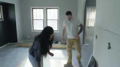 Landon and Ty were down to do
a fun statement flooring
in the dining and kitchen area - Down Home Fab