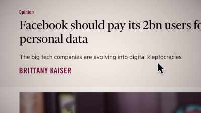 Large technology companies
are transformed into digital kleptocracies. - The Great Hack