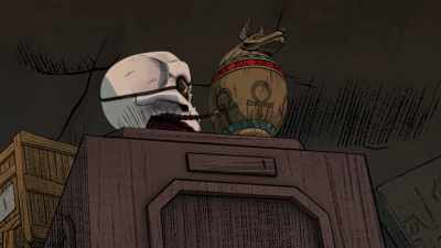 [Larry grunting, straining] - Curses!