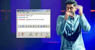 Late at night on AIM,
back and forth, back and forth... - Hasan Minhaj: Homecoming King