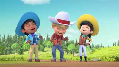 - (laughing)
- (squawking) - Dino Ranch