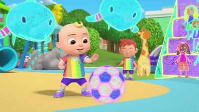 [laughs] I'm gonna karate kick the ball. - CoComelon Lane