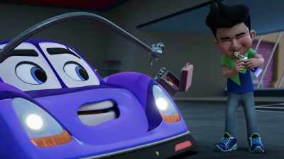 -[laughs] Snack time!
-Gimme that oil shake. - Firebuds