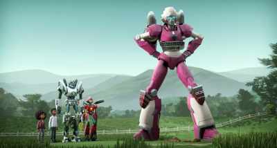 - [laughs]
Well, you excited yet? - Transformers: EarthSpark
