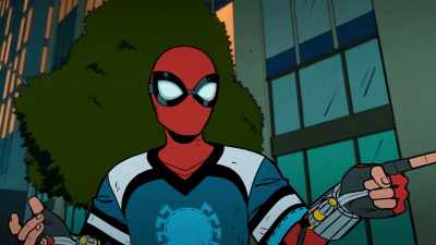 [laughs] Yeah, sorry, miss,
but you can't tear those webs. - Your Friendly Neighborhood Spider-Man