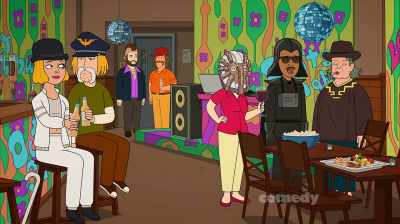 [laughter and chatter
over background music] - Corner Gas Animated