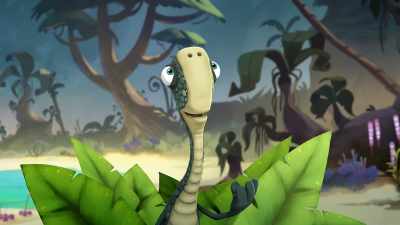 -(laughter)
-(Rocky whooping) - Gigantosaurus
